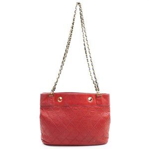 Authentic CHANEL Red Quilted Shoulder Bag